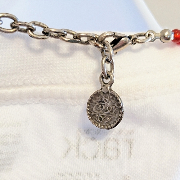 Necklace with Red beads and Flower Charms - Picture 5 of 8